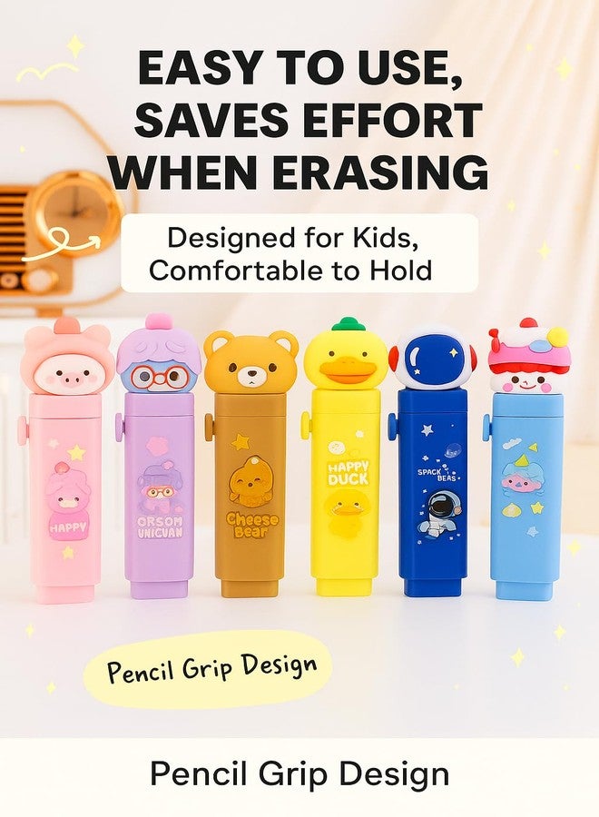 NVF مقلمة NVF برسومات كرتونية لطيفة مع مكان لتخزين الممحاة | علبة أدوات مكتبية إبداعية للأطفال والطلاب وكهدية | تصميمات حيوانات: دب، وحيد القرن، بطة، أرنب - Image 4